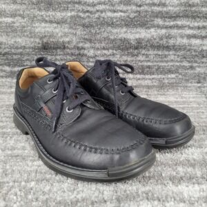 Ecco Fusion Mens Black Leather Lace Up Moc Toe Shoes Size 43 US 9
